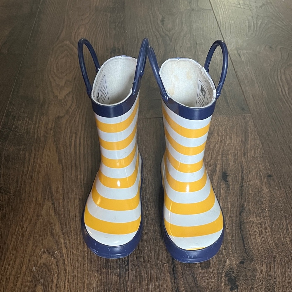 Hudson Baby Yellow and Navy Striped Kids Rain Boots